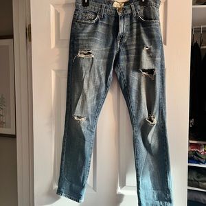 Boyfriend style distressed jeans